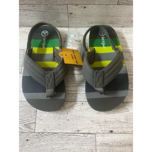 Cat & Jack toddler grey thong sandles L 9/10 - Picture 1 of 5